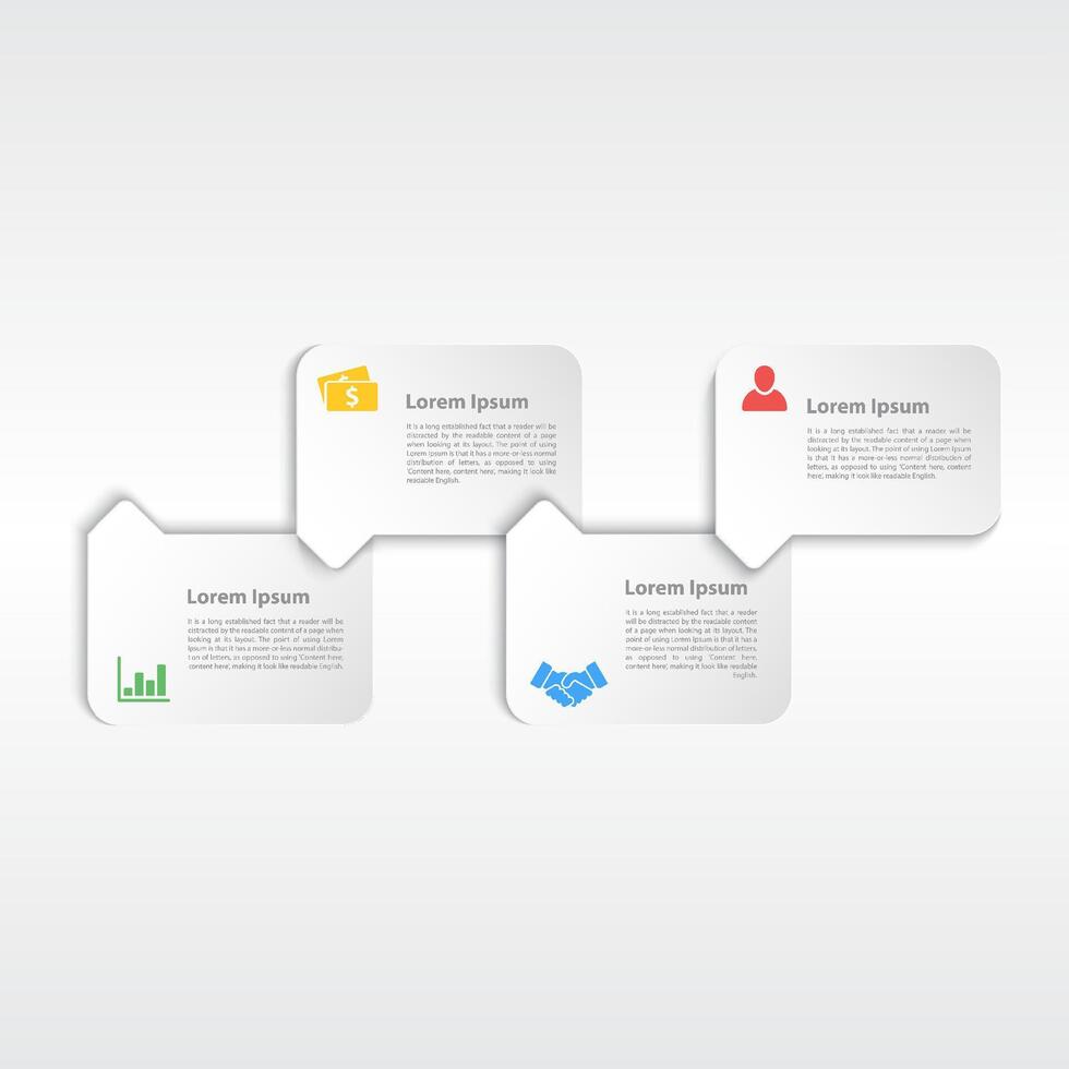 Infographic four steps paper style process diagram presentation vector
