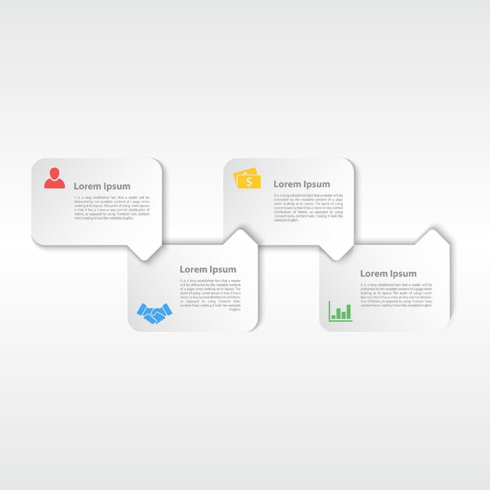 Infographic four steps paper style design with speech bubble layout vector