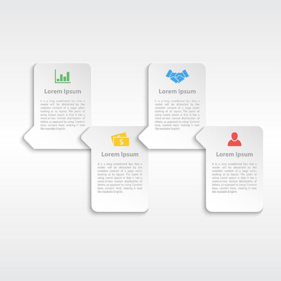 Infographic four steps paper style process workflow diagram vector