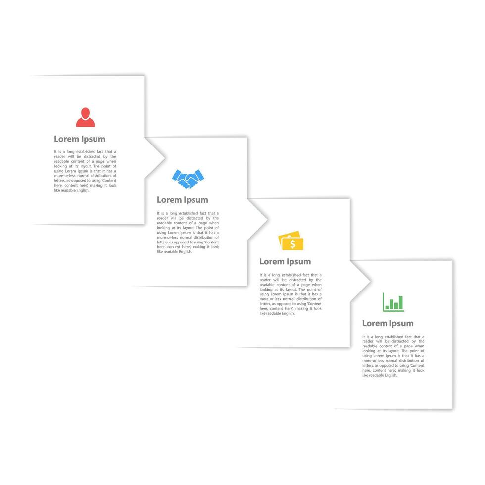 Infographic four steps paper style business process design template vector
