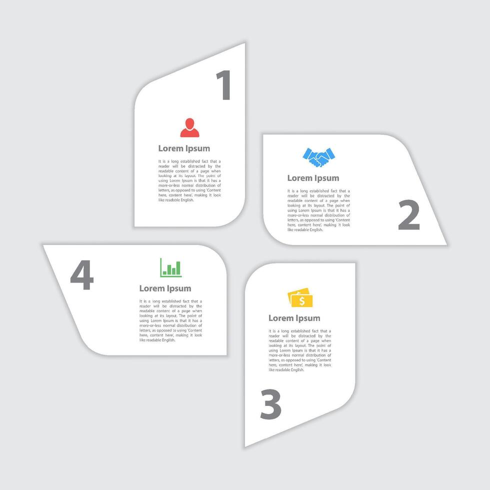 Infographic four steps paper style design with numbered sequence layout vector
