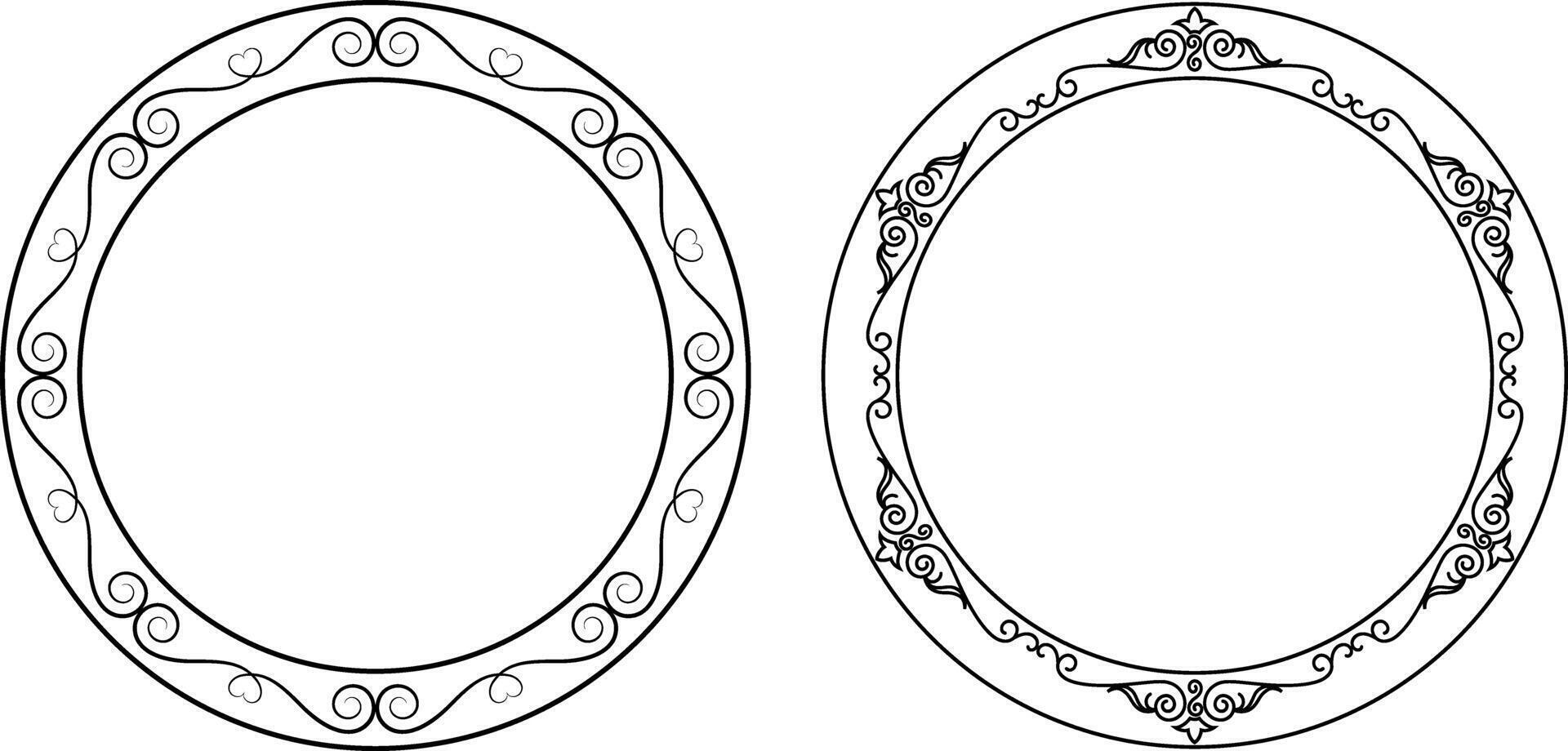 frame collection frames black on a white background , round frame vector