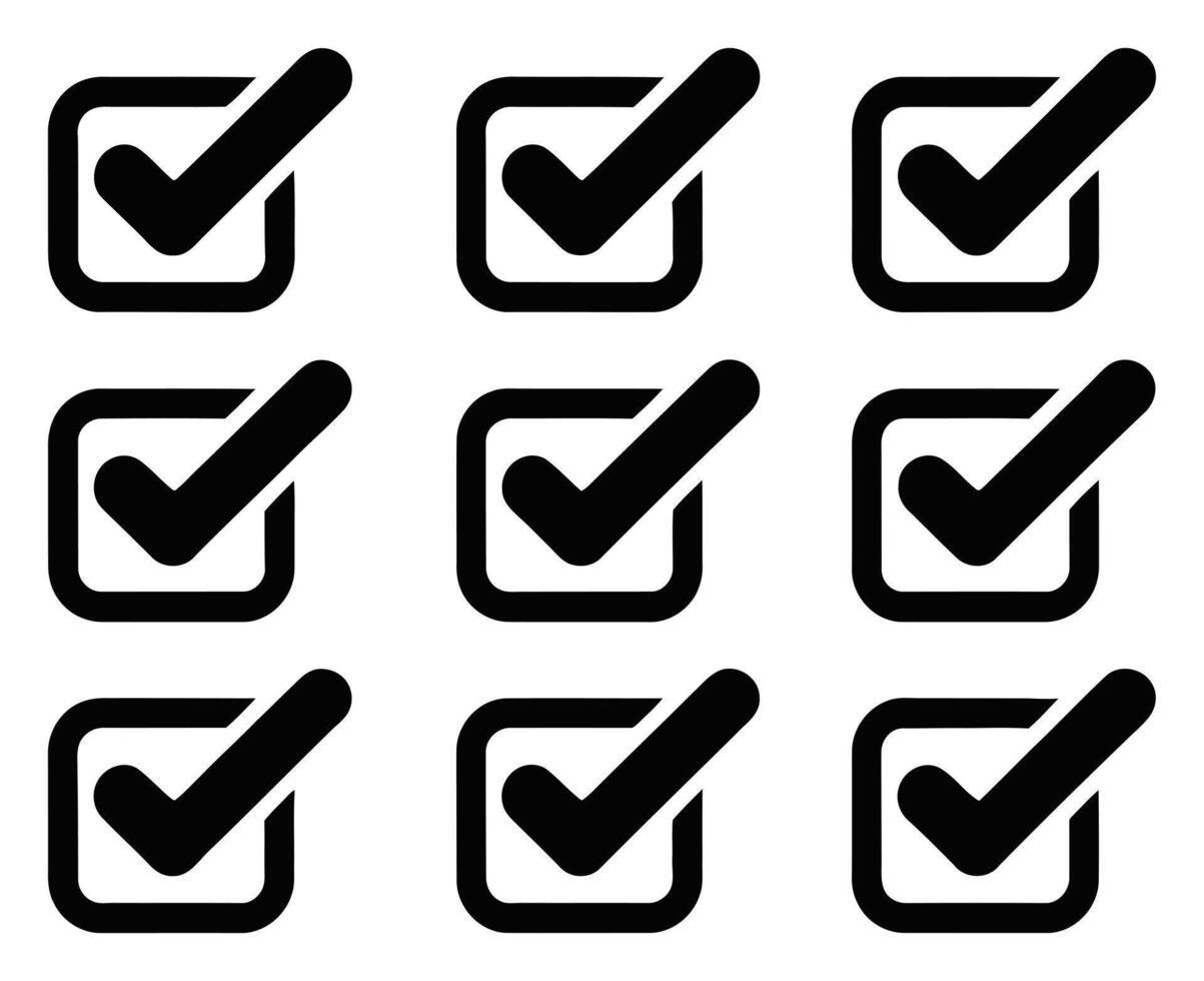 Black check mark symbols arranged in a grid on white background for ui design vector