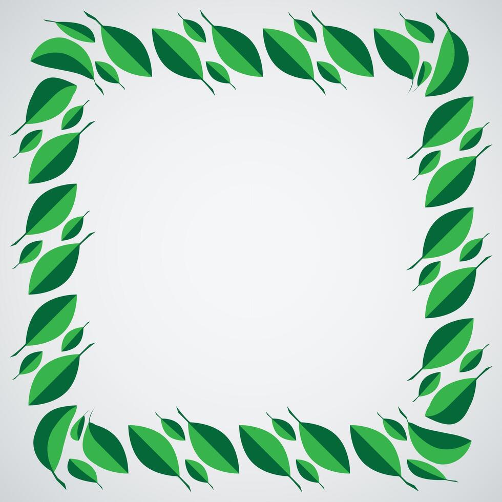frame or border of a group of green leaves design template background vector