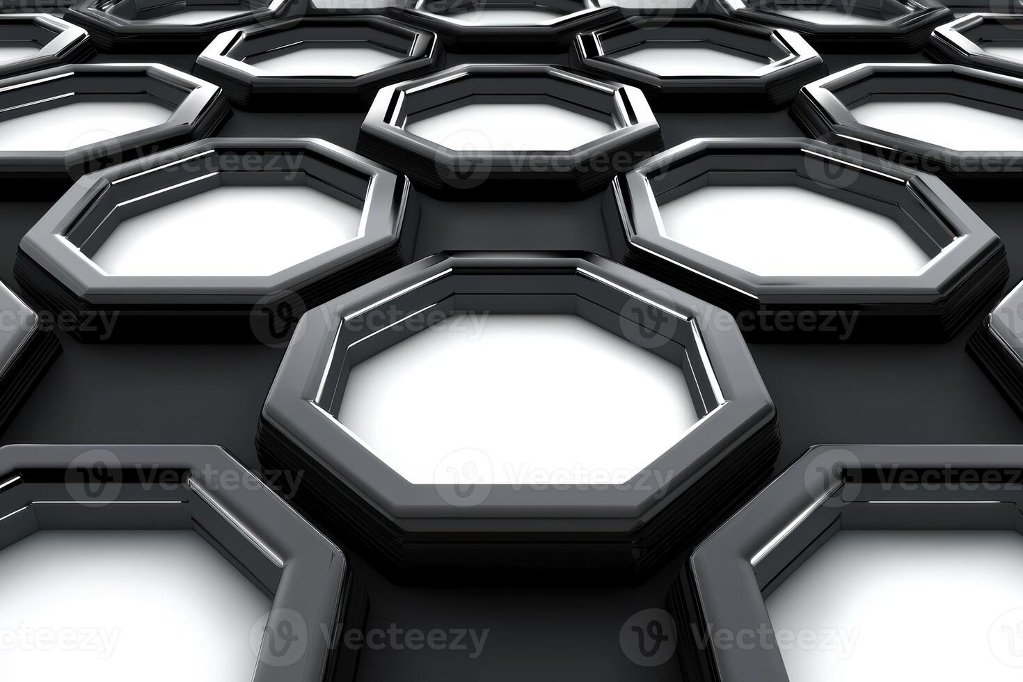Black and white hexagonal pattern with shiny edges photo