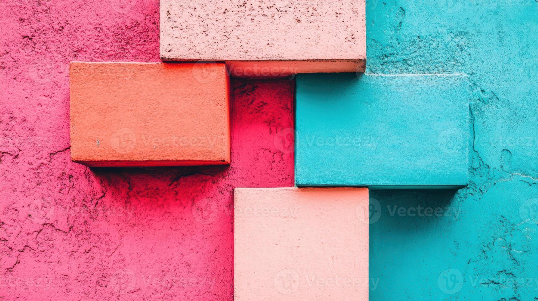Bright colored blocks create a vibrant abstract design photo