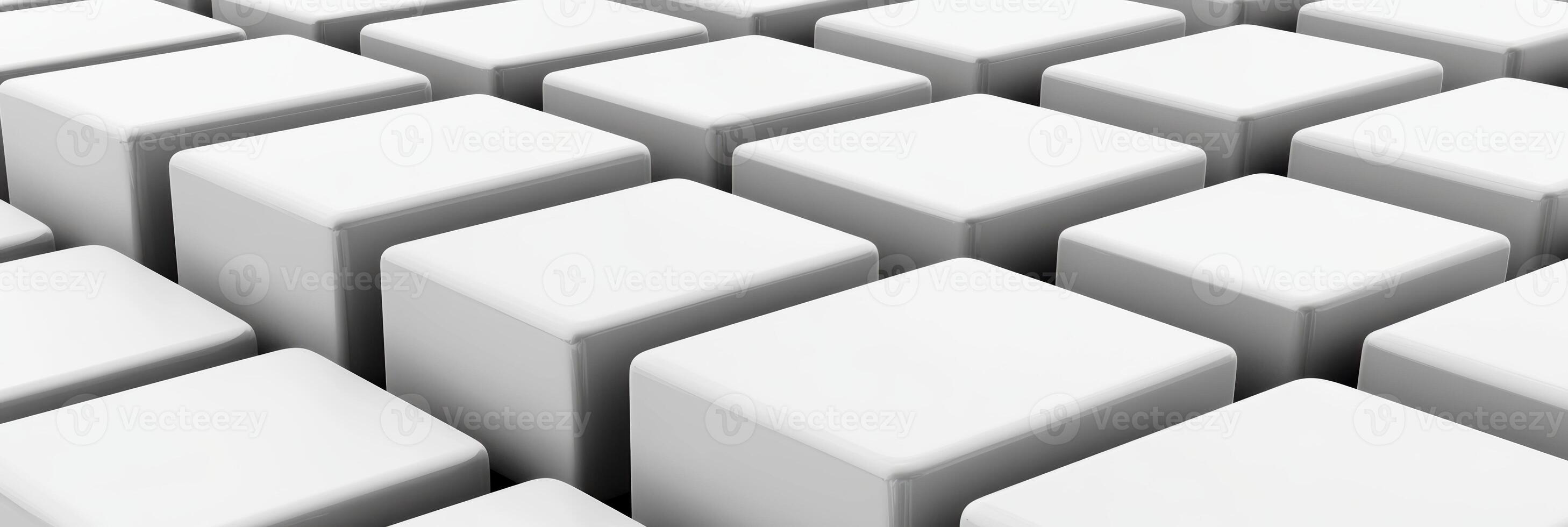 White geometric blocks arranged in a grid pattern indoors photo