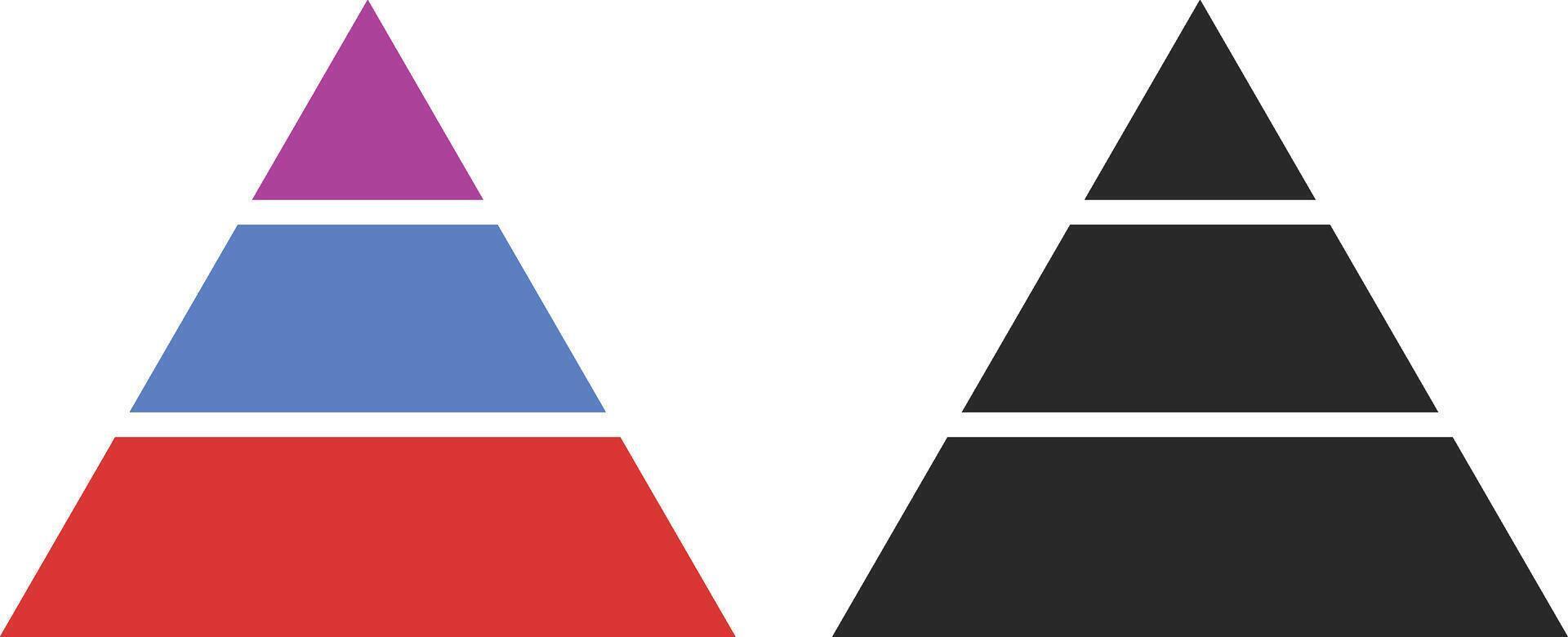 Triangular pyramid. 3 level Triangular pyramid template.pyramid chart graph vector