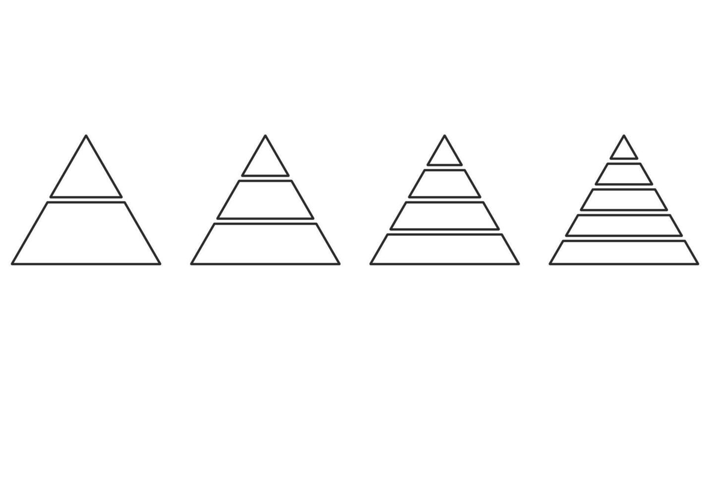 triangular pirámide. 3 nivel triangular pirámide modelo. pirámide gráfico grafico vector