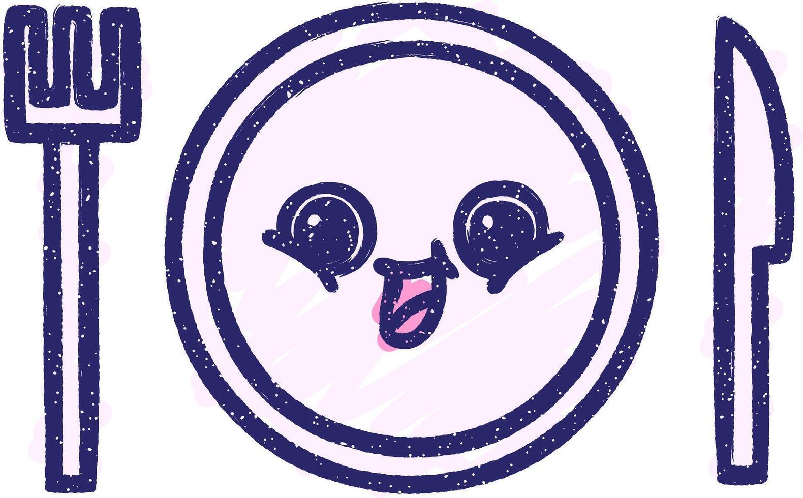 human made Dinner Set Chalk Drawing in bright neon color vector