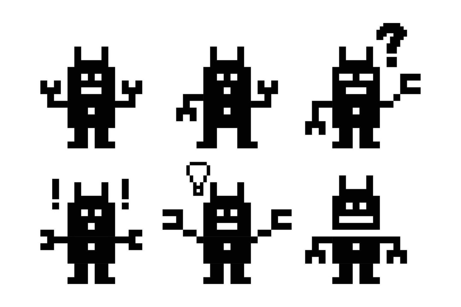 Design of set robot robotic machine minimal design computer learn mind 8 bit. vector