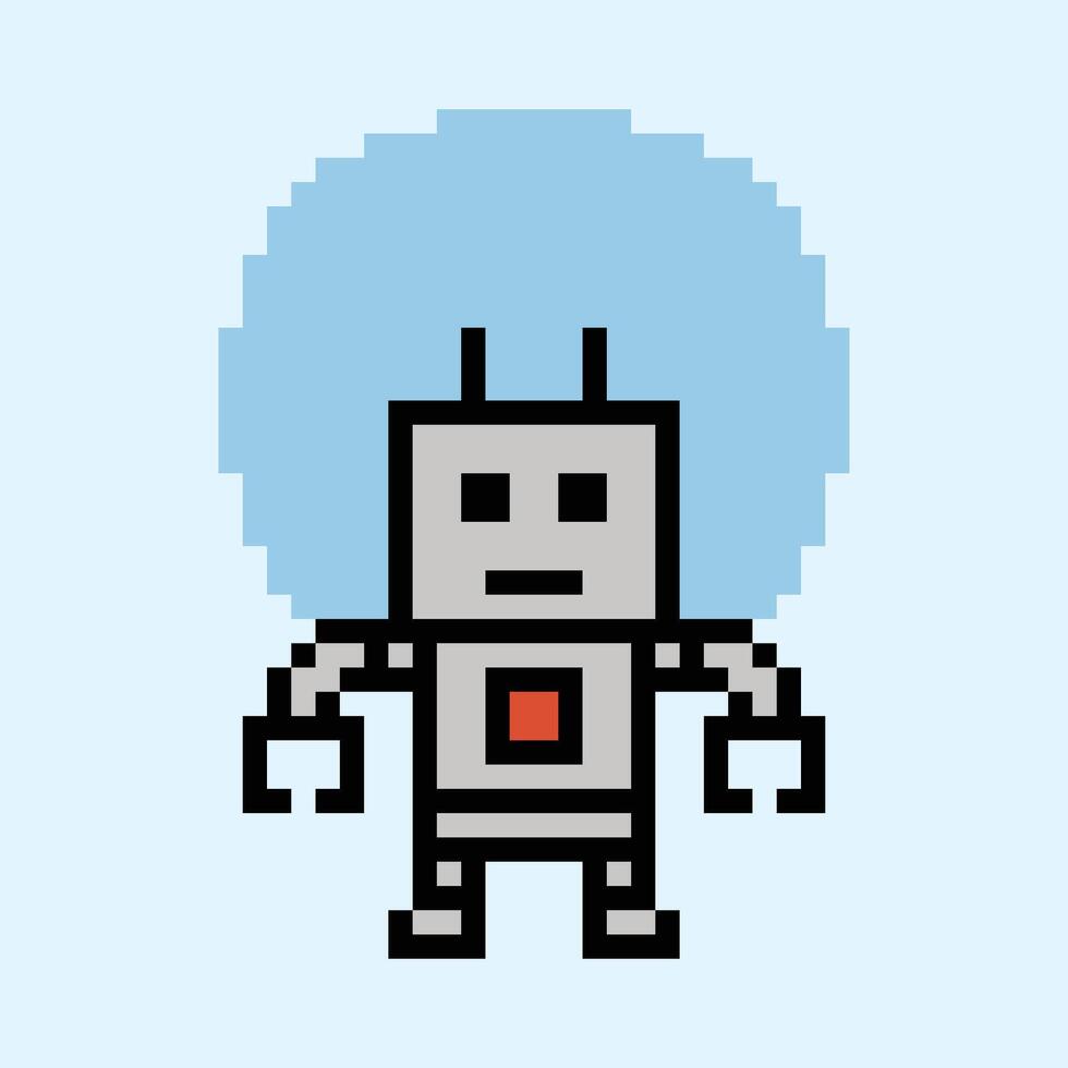 Cartoon art of robot ai robotic chat bot computer mind 8 bit clever. vector