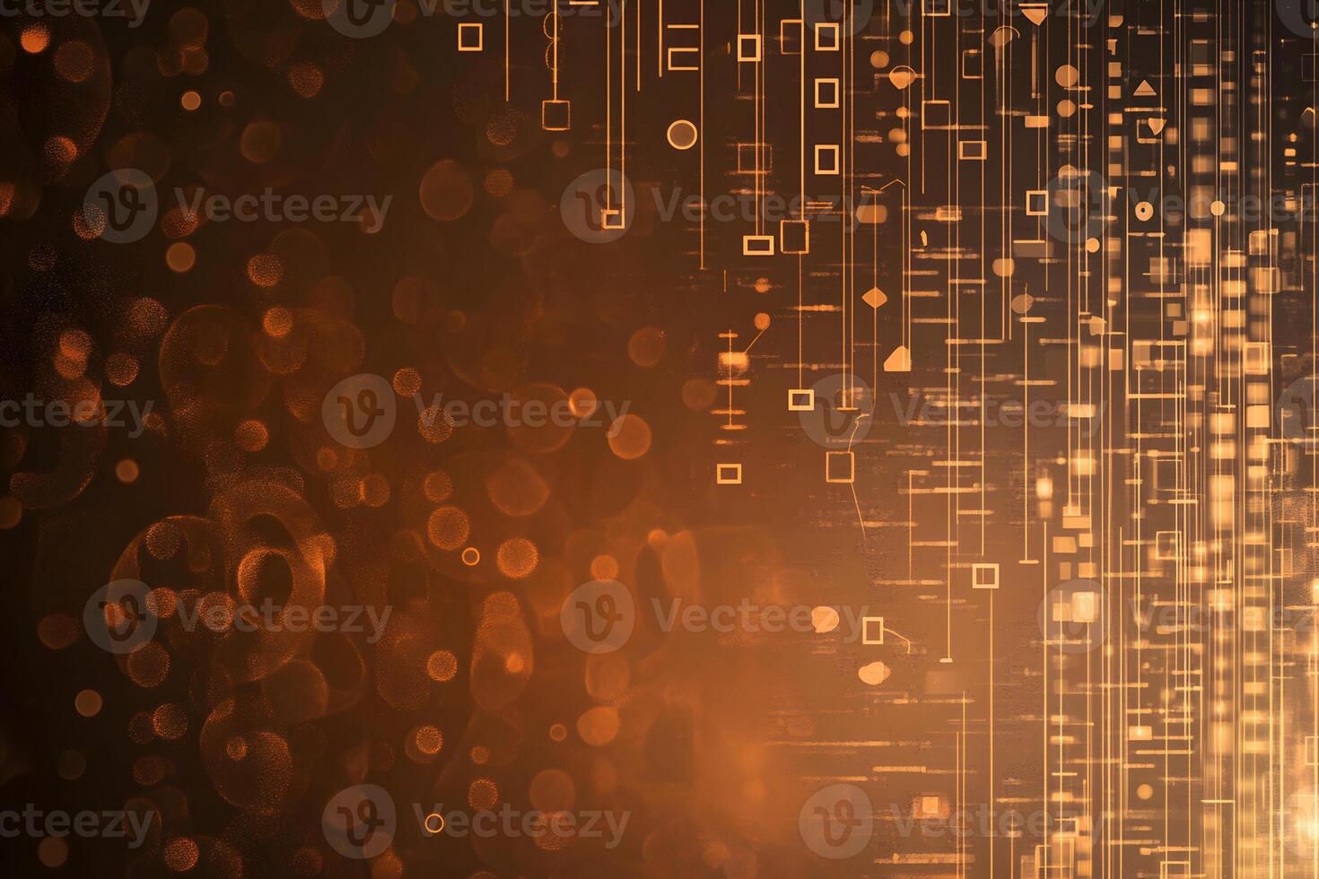 Abstract Digital Art with Warm Tones and Geometry Representing Modern Technology and Data photo