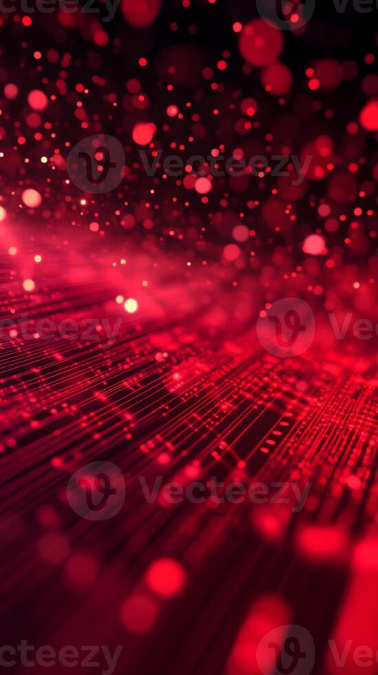 Abstract Red Background with Dots and Lines Creating a Dynamic Digital Landscape photo