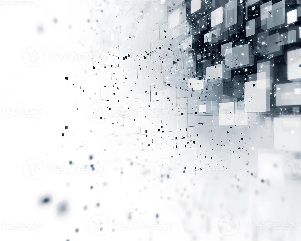 Abstract Representation of Digital Data Flow with Vivid Squares and Varying Transparencies photo
