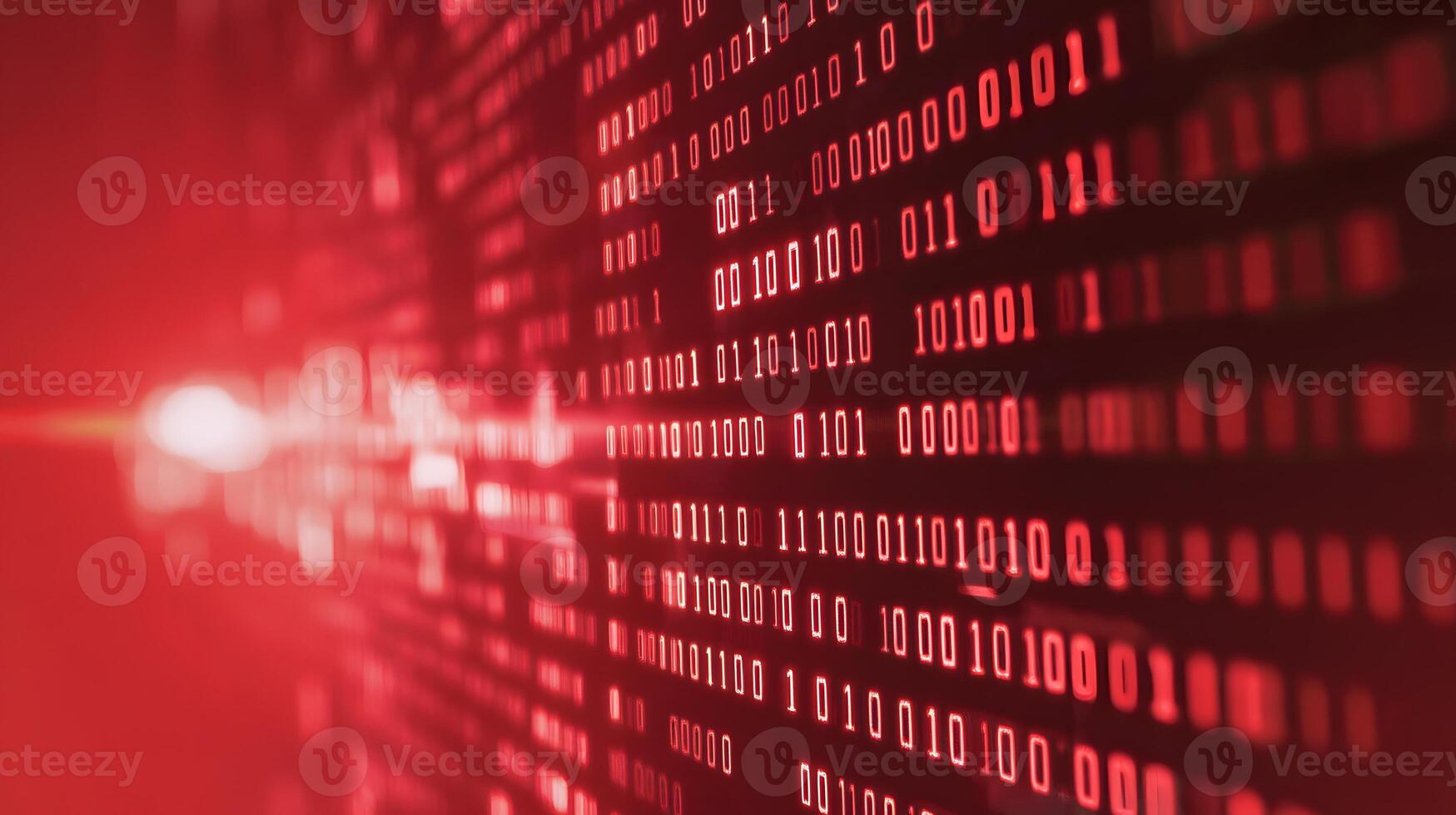 Dynamic Visual of Red Binary Code Representing Data Transmission in a Digital Realm photo