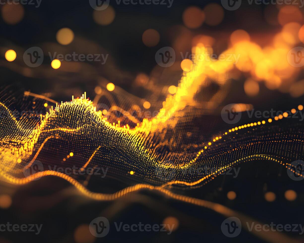 Dynamic Waveform of Vibrant Light Patterns in a Digital Universe Representation photo