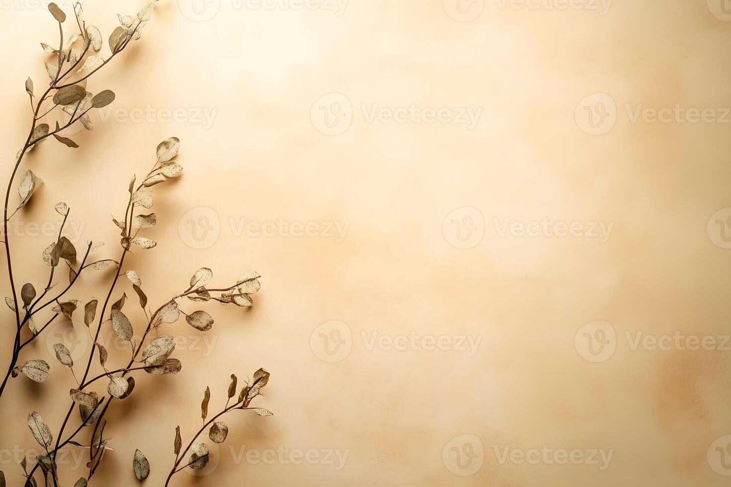 Elegant Neutral Background Featuring Delicate Leaves and Soft Texture for Versatile Design Use photo