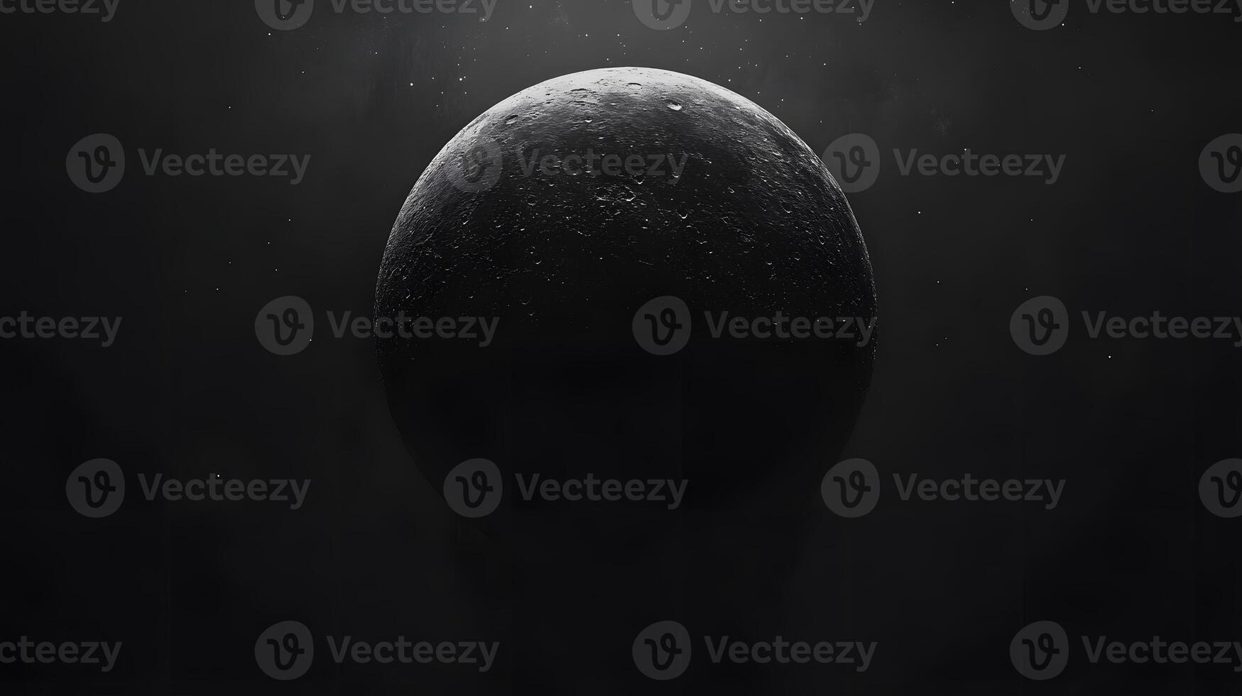 Mysterious Dark Sphere with Textured Surface Surrounded by Misty Atmosphere in Abstract Setting photo