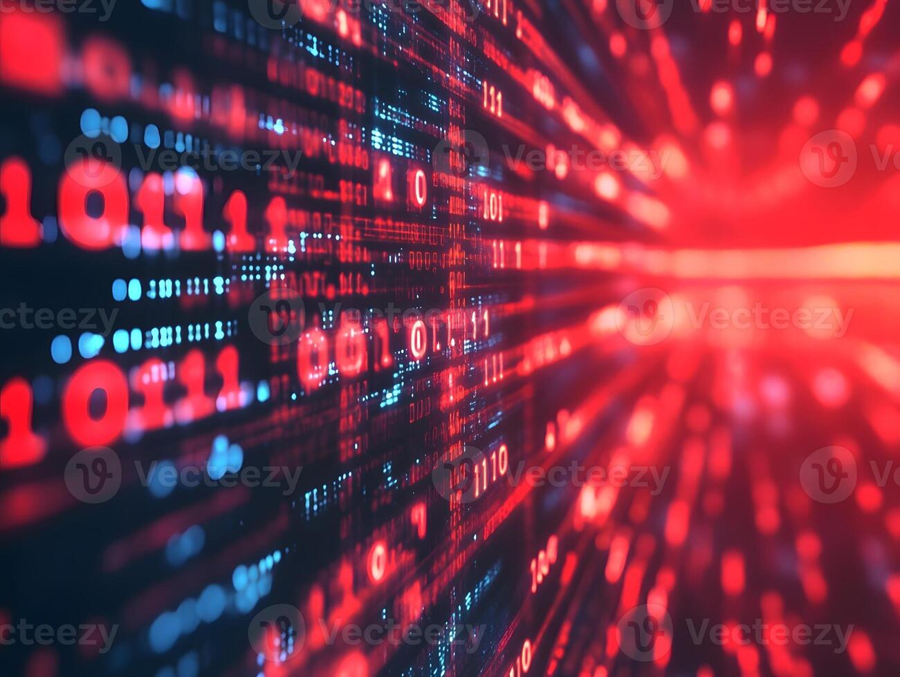 Dynamic Digital Stream of Binary Data Representing Technology and Information Flow in a Virtual Space photo