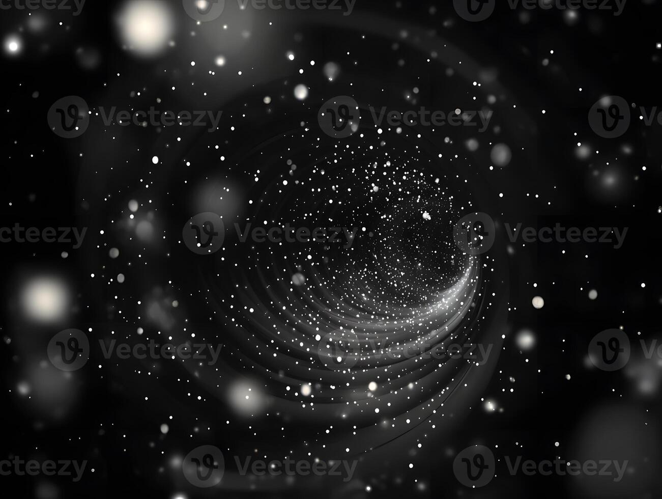 Grayscale Abstract Tunnel with Illuminated Particles photo