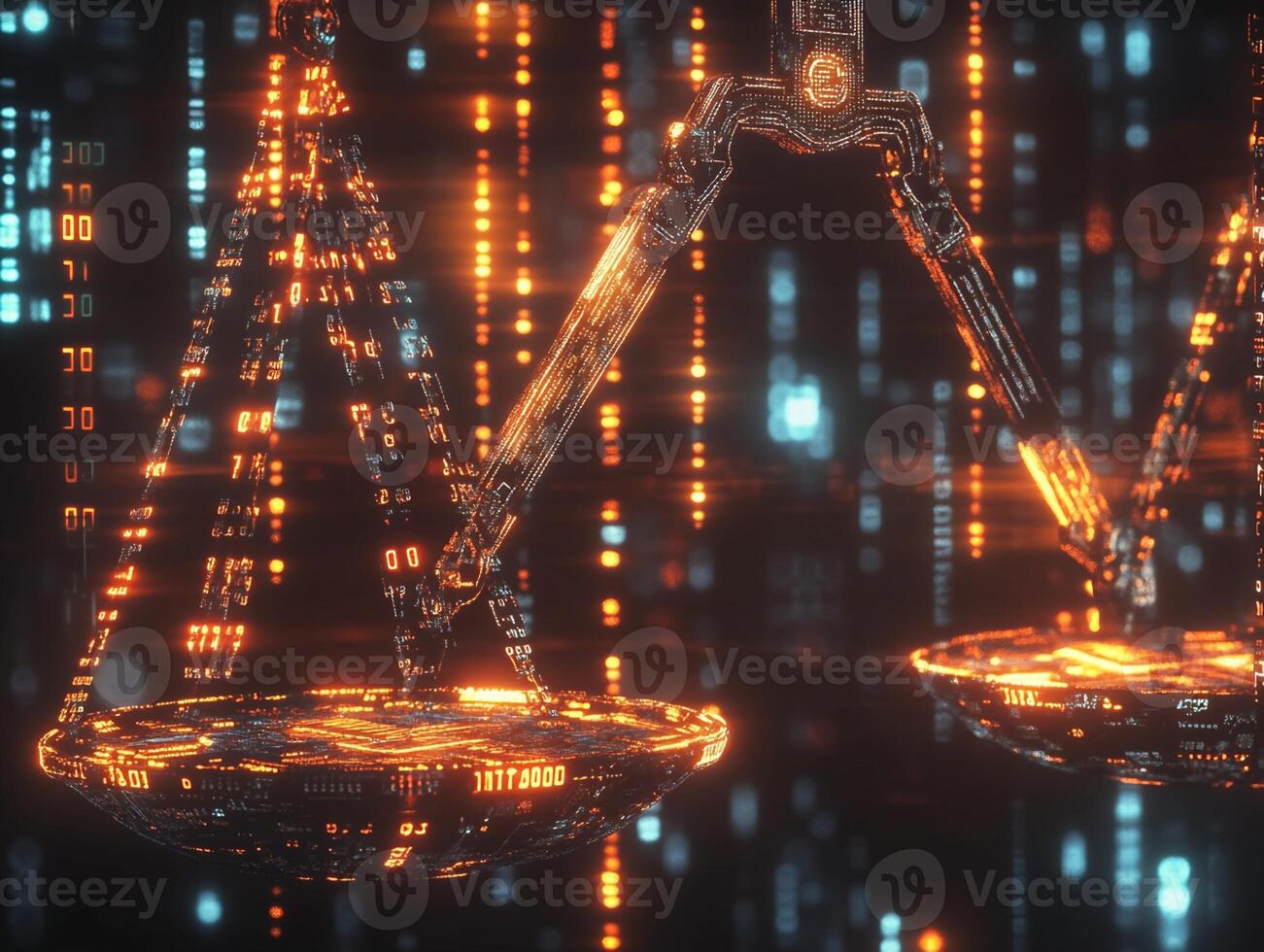 Digital Scale with Binary Code Background photo