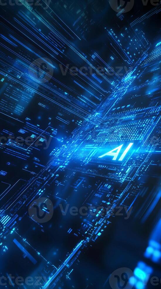 Abstract Representation of AI Circuitry and Data Streams photo