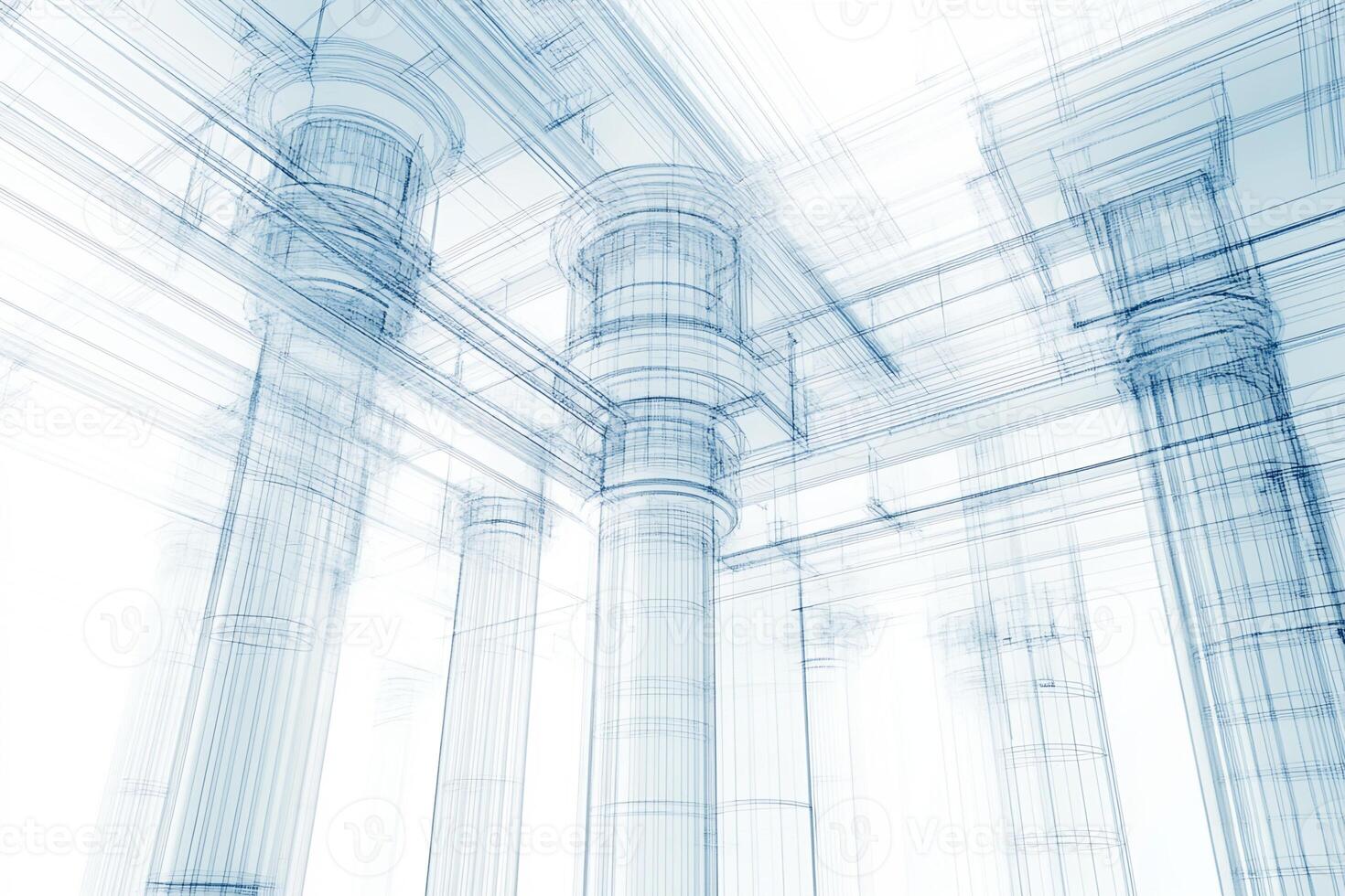 Architectural Wireframe Rendering of Classical Columns photo