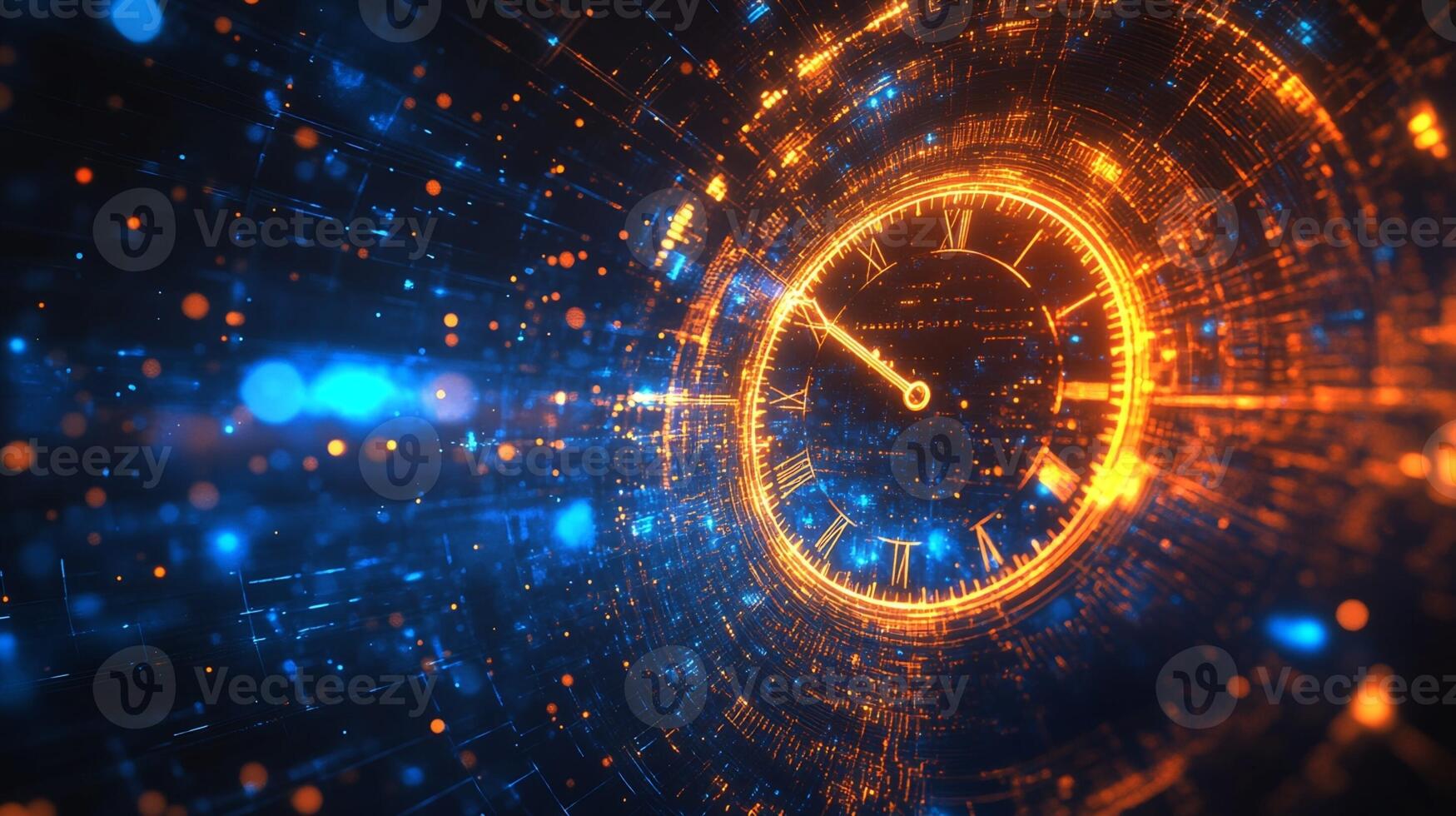 Digital Clockface in Abstract Data Pattern photo