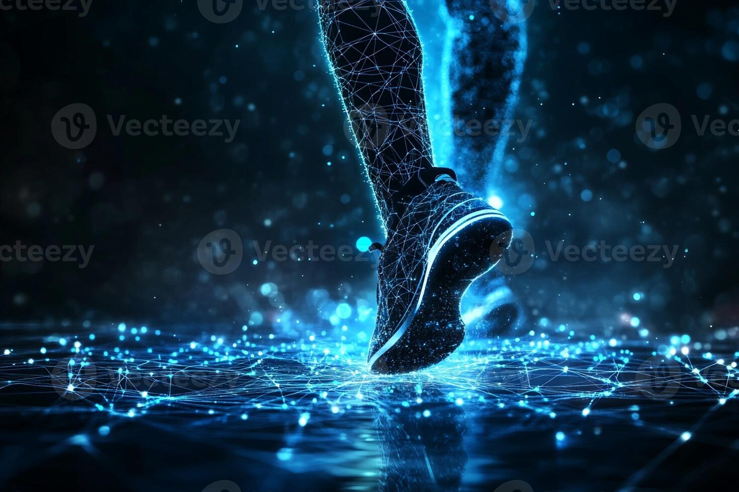 Digital Rendering of a Running Foot on a Network Surface photo