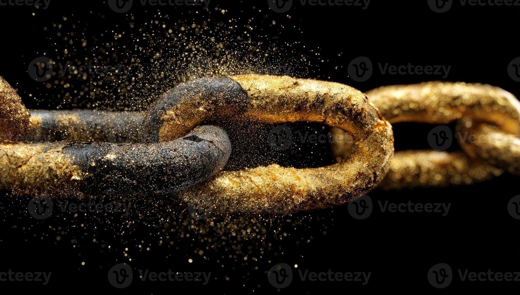 Golden chain with a chain link and a chain link photo