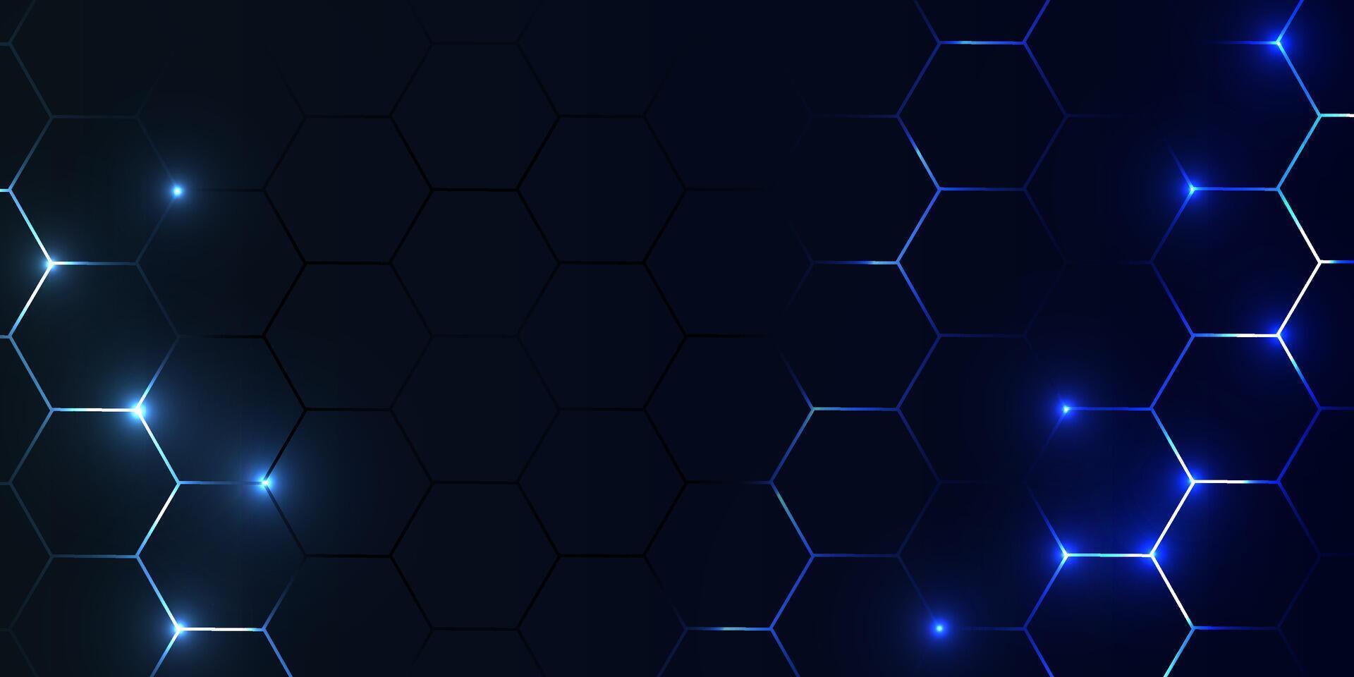 Abstract dark blue hexagon pattern, futuristic realistic abstract bg with honeycomb for medicine, science, technology, bio. vector