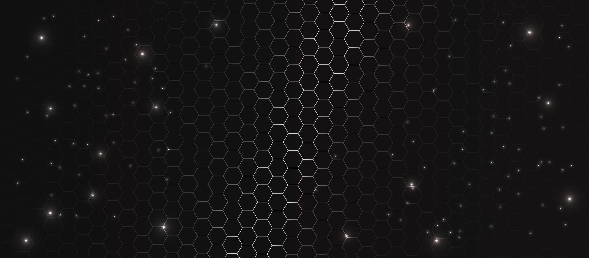 Hexagon futuristic background with sparkly particles, realistic abstract pattern, bg for tech, game, digital technology, medicine, science, bio. vector