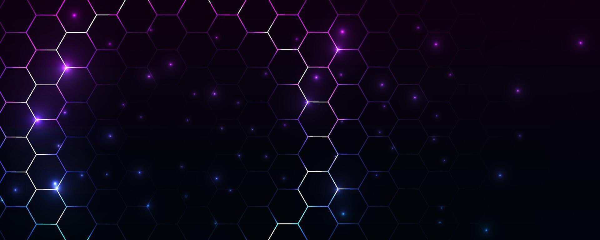 Abstract technology background. Digital purple hexagons bg with honeycomb for bio medicine and science technology design. vector