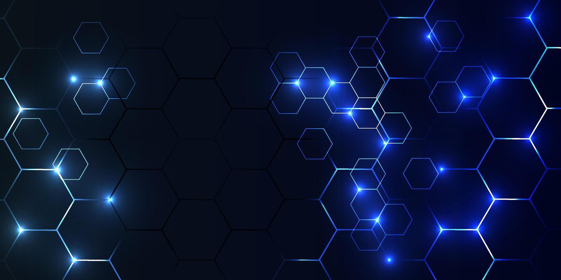 Futuristic hexagon blue pattern on an abstract background. banner design for medical, science, and digital technology. vector