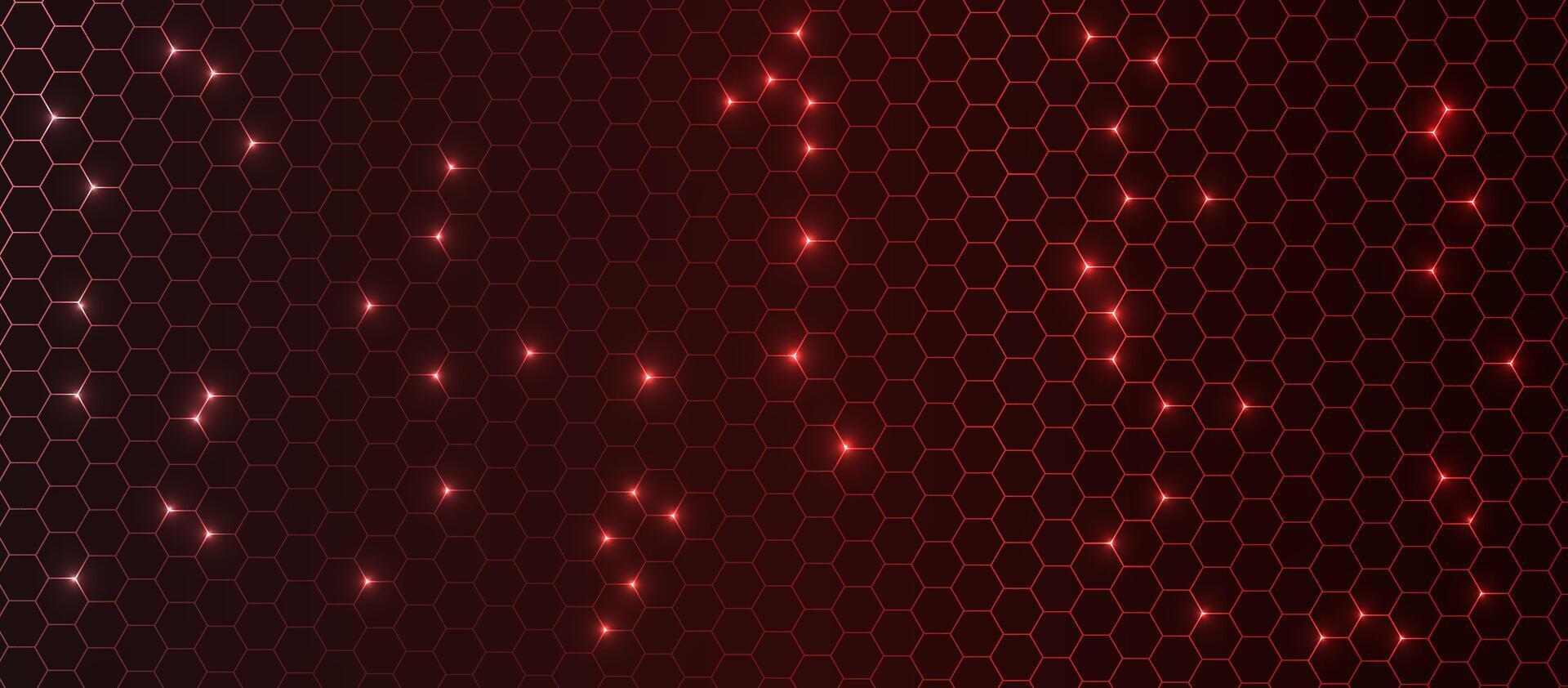 Abstract red hexagon neon background, realistic futuristic pattern, bg for for tech, medicine, science, bio, game, digital technology. vector