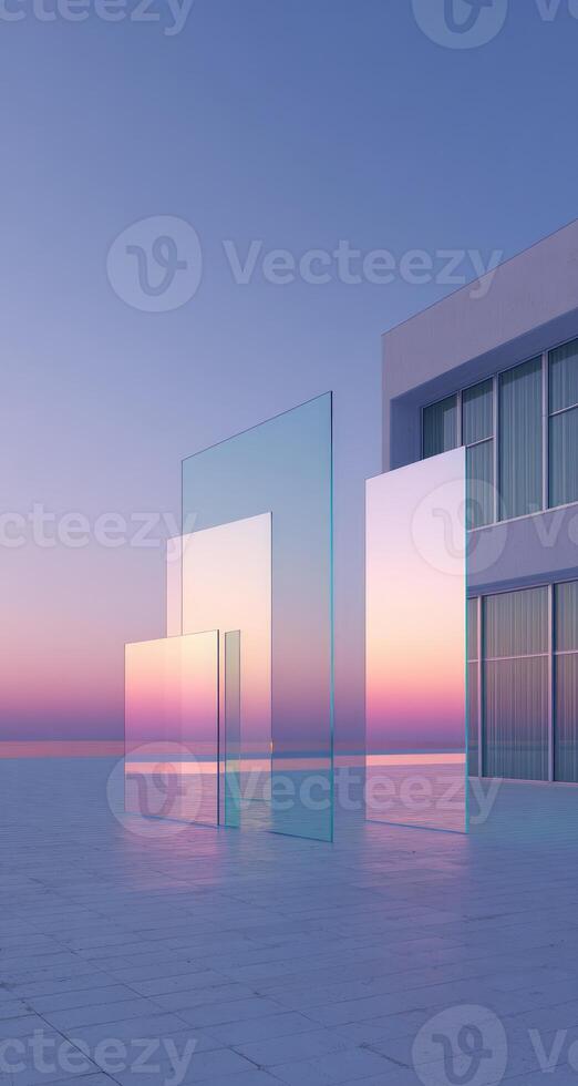A building with glass blocks in front of it photo