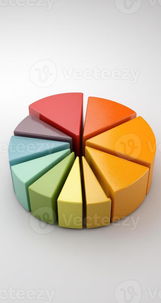 A pie chart with many different colored sections photo