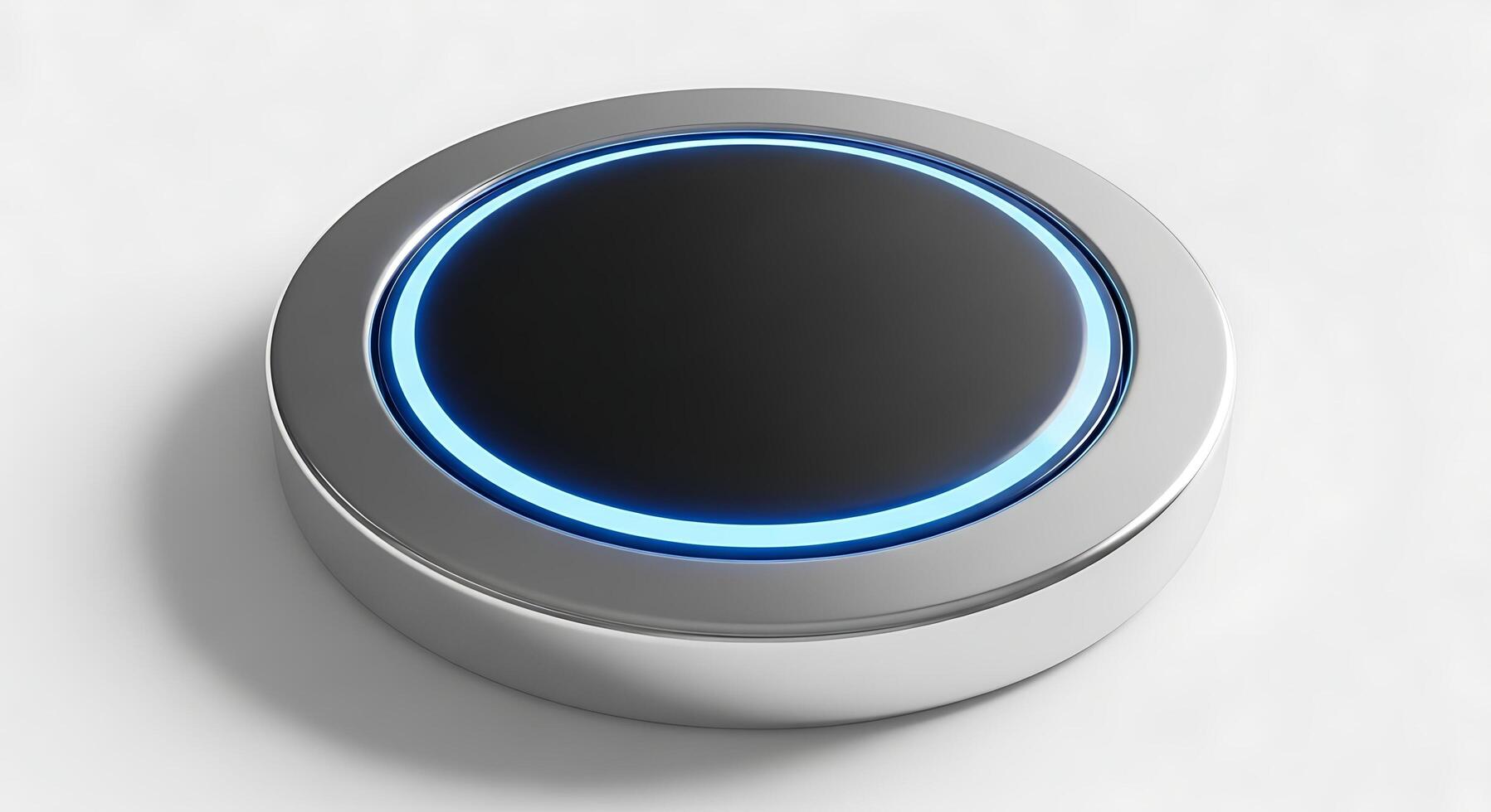 Modern Glowing Push Button Technology Interface Element on White Background photo