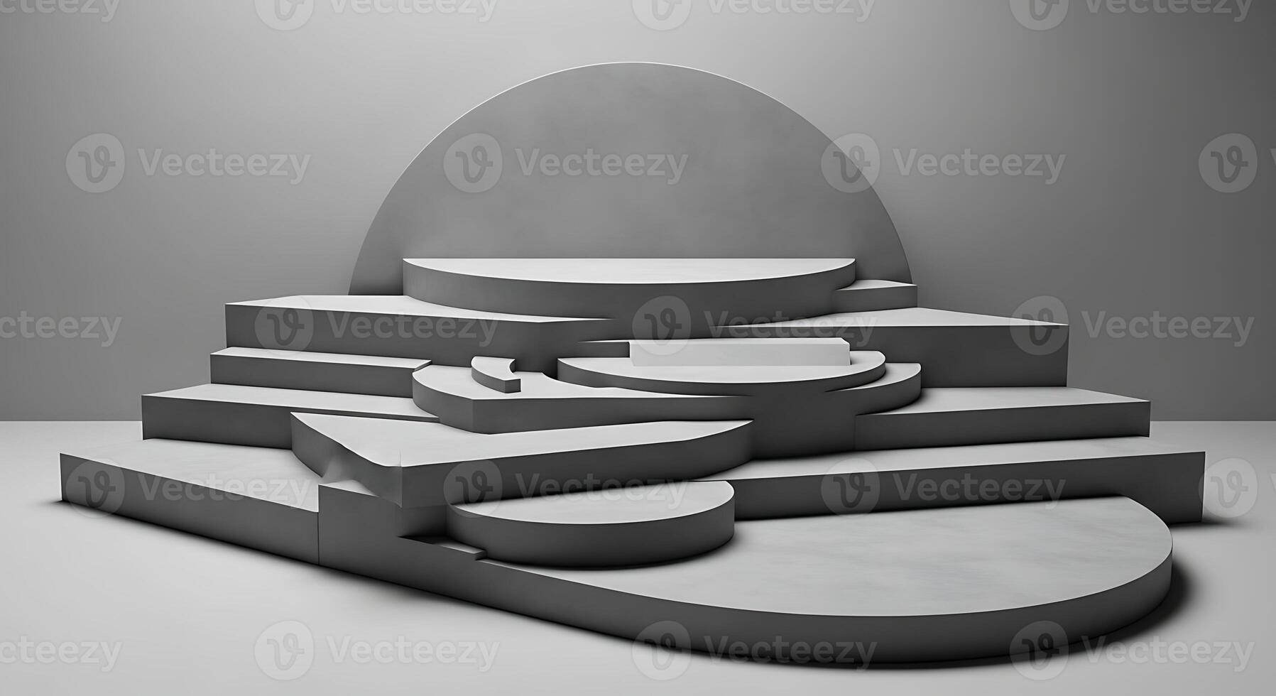 Abstract 3D Render of Geometric Shapes Modern Minimalist Background for Product Display photo