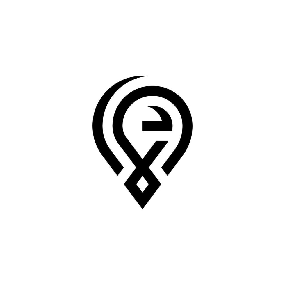 Dynamic 'e' map pin logo. Symbolizes a guided digital experience. Suitable for tech consultants or smart city projects. vector