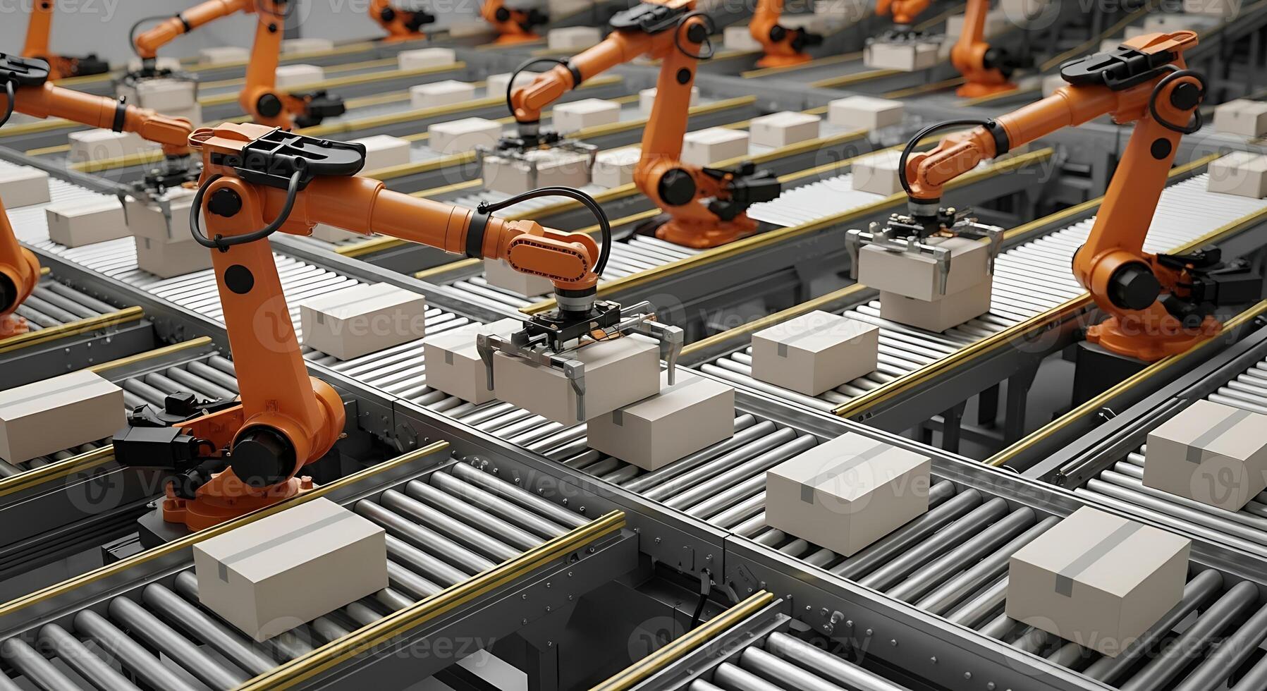 Robotic Arms Automating Assembly Line Modern Factory Production and Automation photo