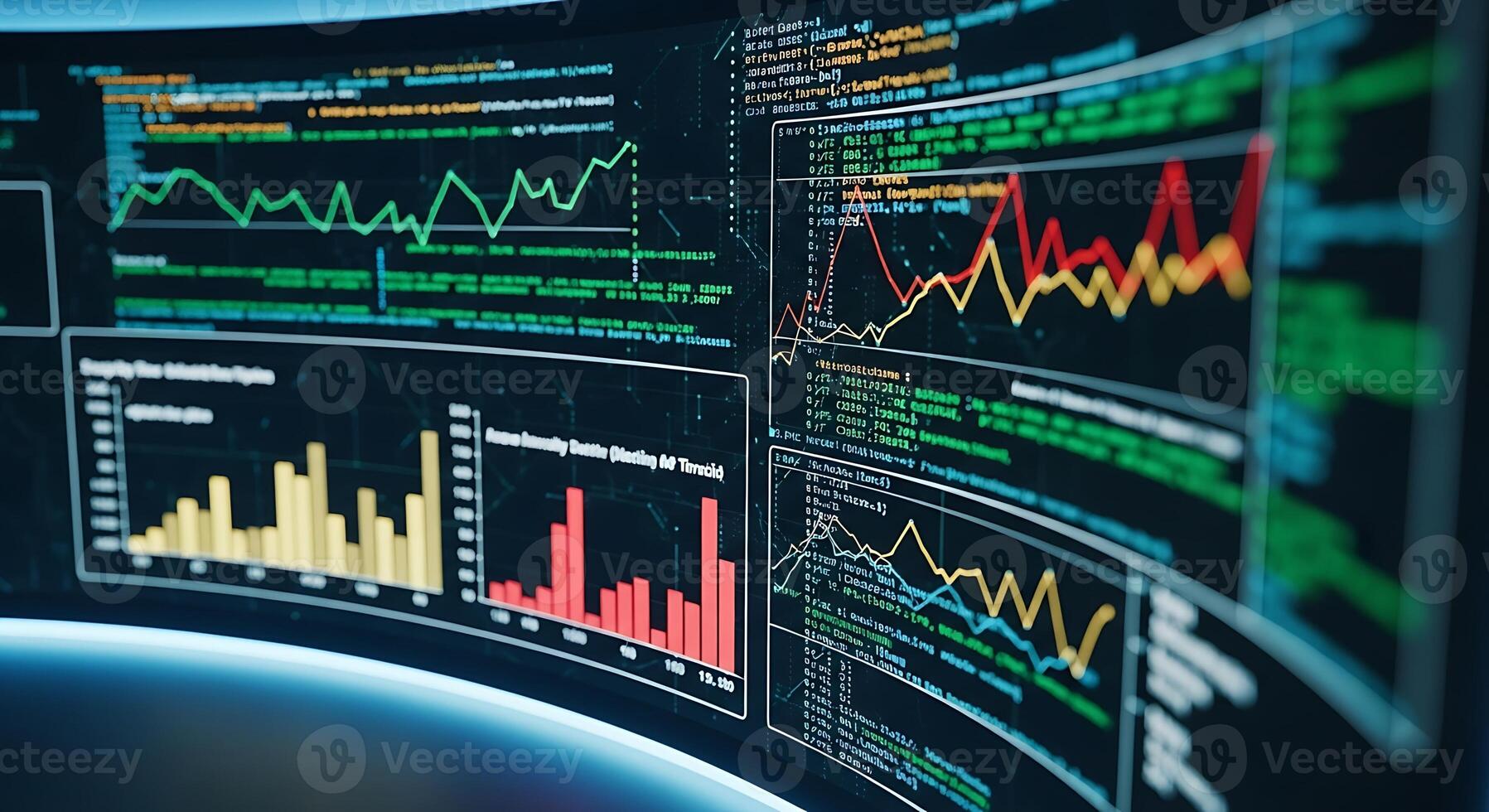 Data Visualization and Financial Analytics on Computer Monitors photo