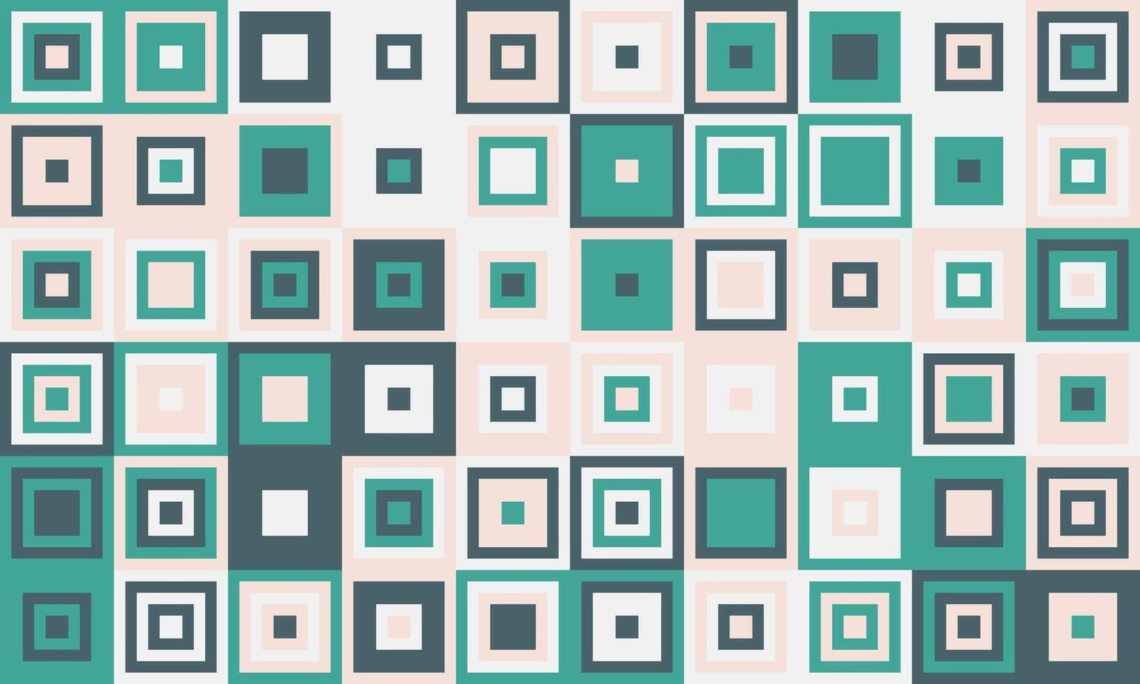 Abstract geometric pattern featuring a vibrant array of teal, beige, and gray squares. vector