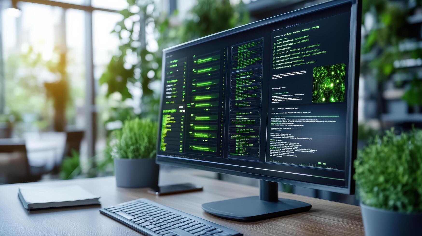 Computer monitor with code on it photo