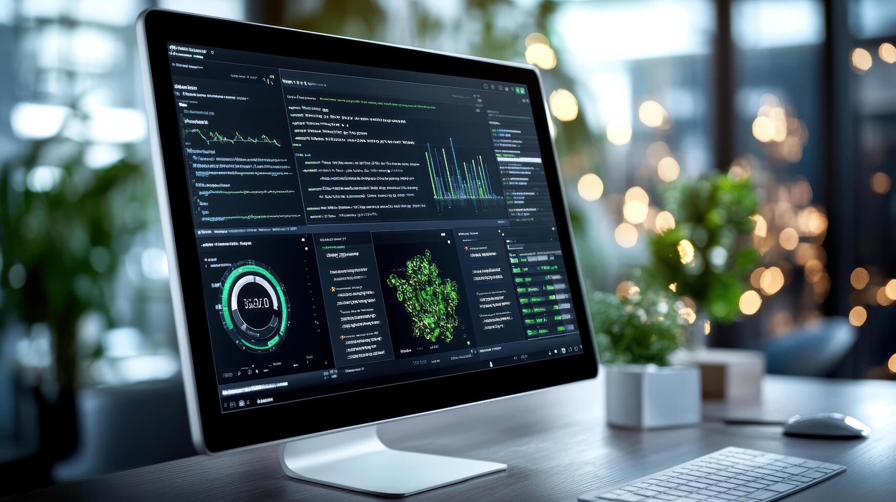 A computer monitor with a graph displayed on it photo