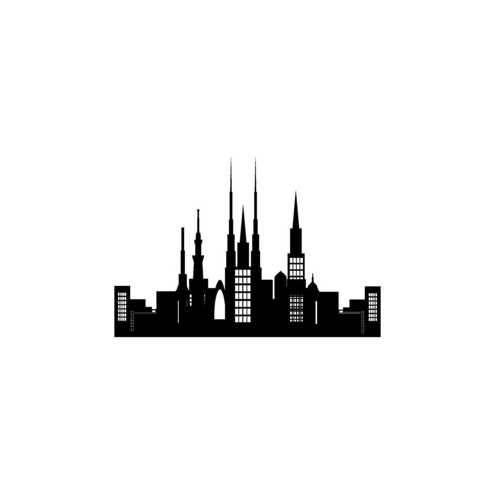 The buildings are shown with detailed square windows, giving the impression of a modern skyscraper. vector