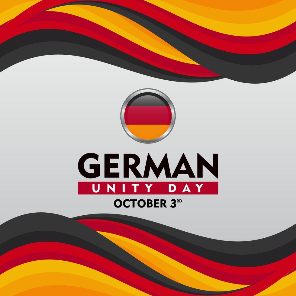 German Unity Day. Celebrated every October 3rd. design element with waving ribbon flag vector