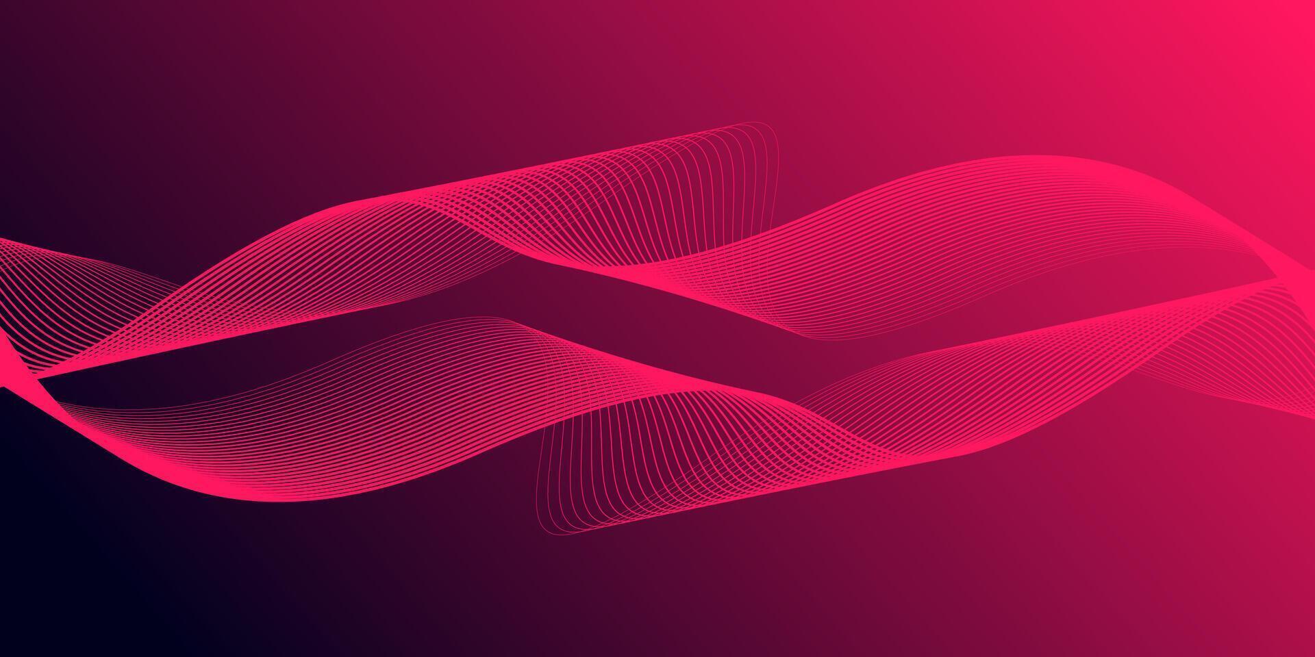 Abstract glowing wave lines on gradient pink background. Dynamic wave pattern. Modern flowing wavy lines. Futuristic technology concept, Suit for banner, poster, cover, brochure, flyer, website vector