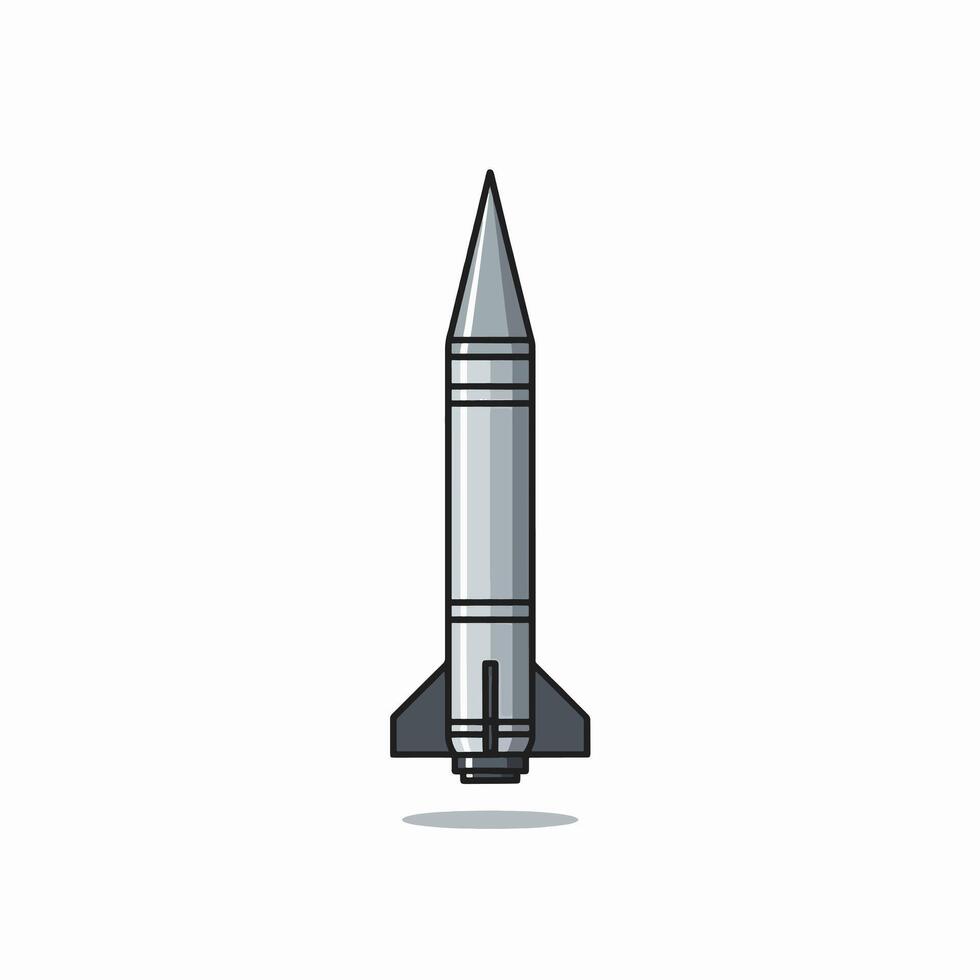Illustration of a missile weapon system depicting its aerodynamic shape and technical design for military applications and defense strategies vector